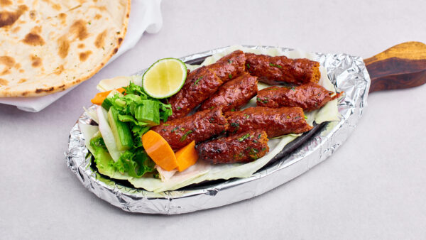 Mutton Seekh kebab served with naan